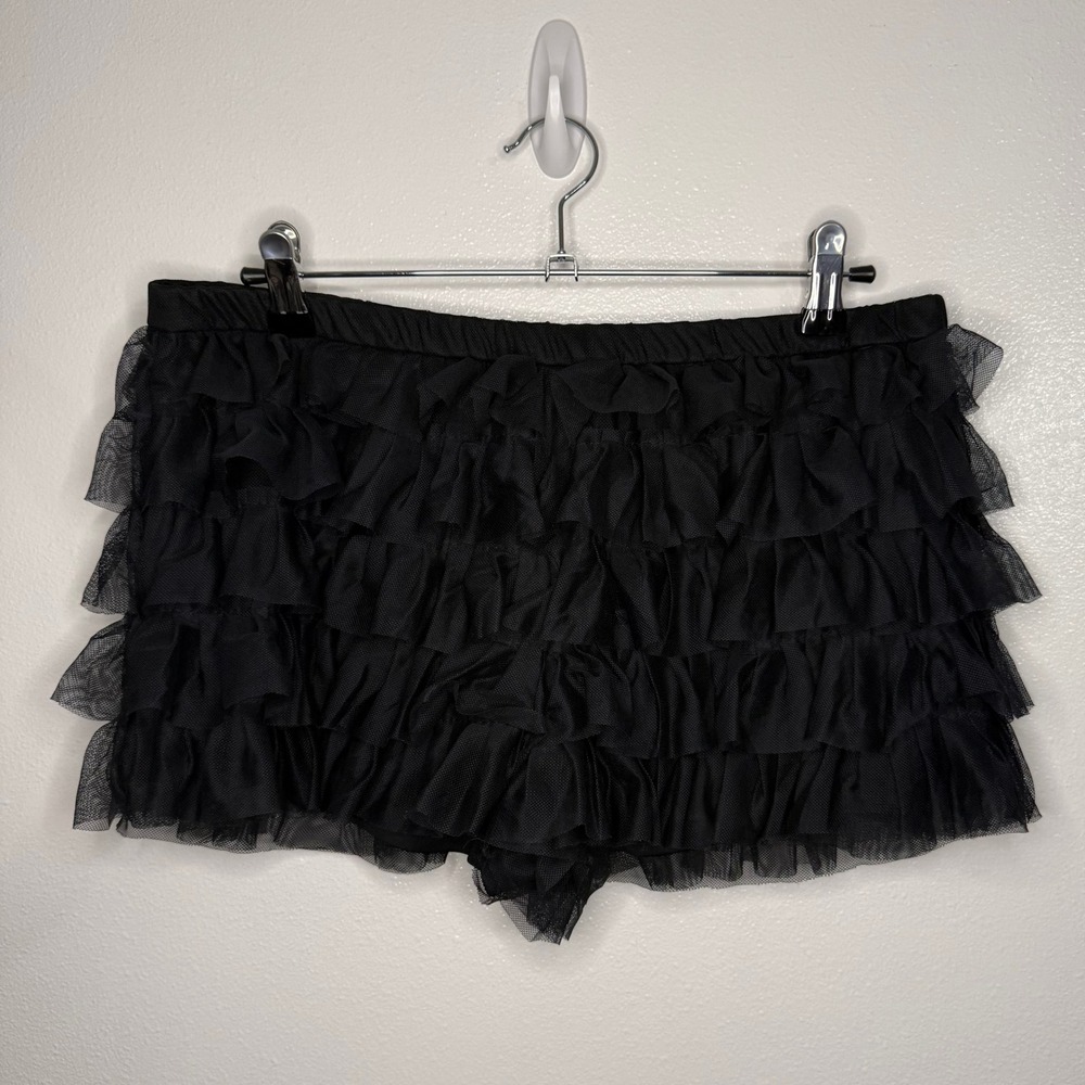 Wild Fable Ruffle Shorts Women M Black New NWT Tulle Tiered Mesh Whimsical Edge
